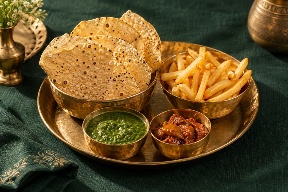 Papad and chutney accompaniments