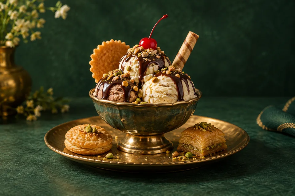 Ice cream and sweet dessert selections