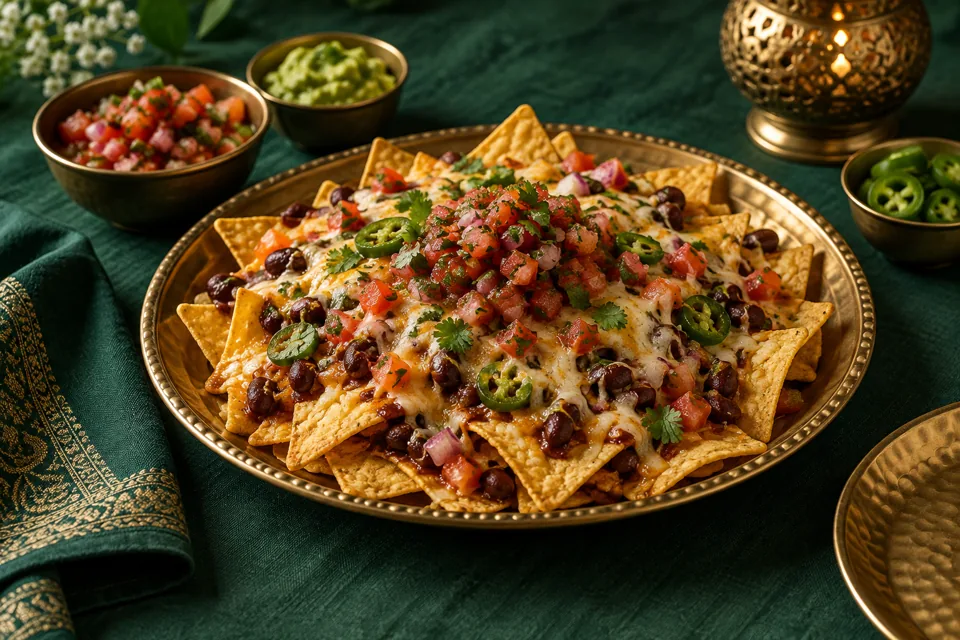 Vegetarian nachos with salsa